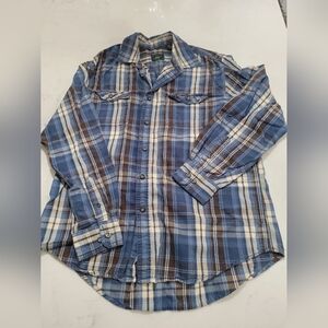 Men's Blue and Brown Plaid Casual Shirt
